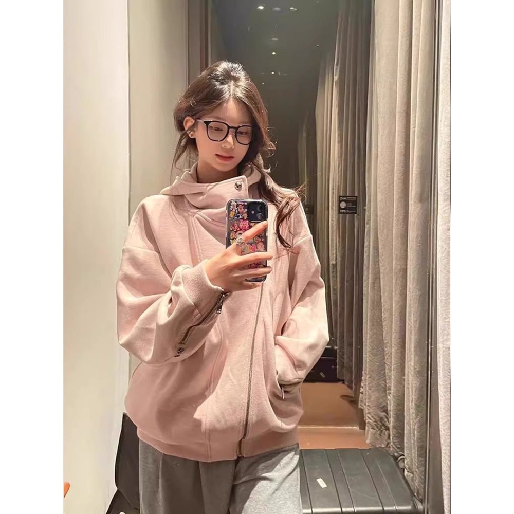 Show young supersoft cotton coat complex pink hoodie for women