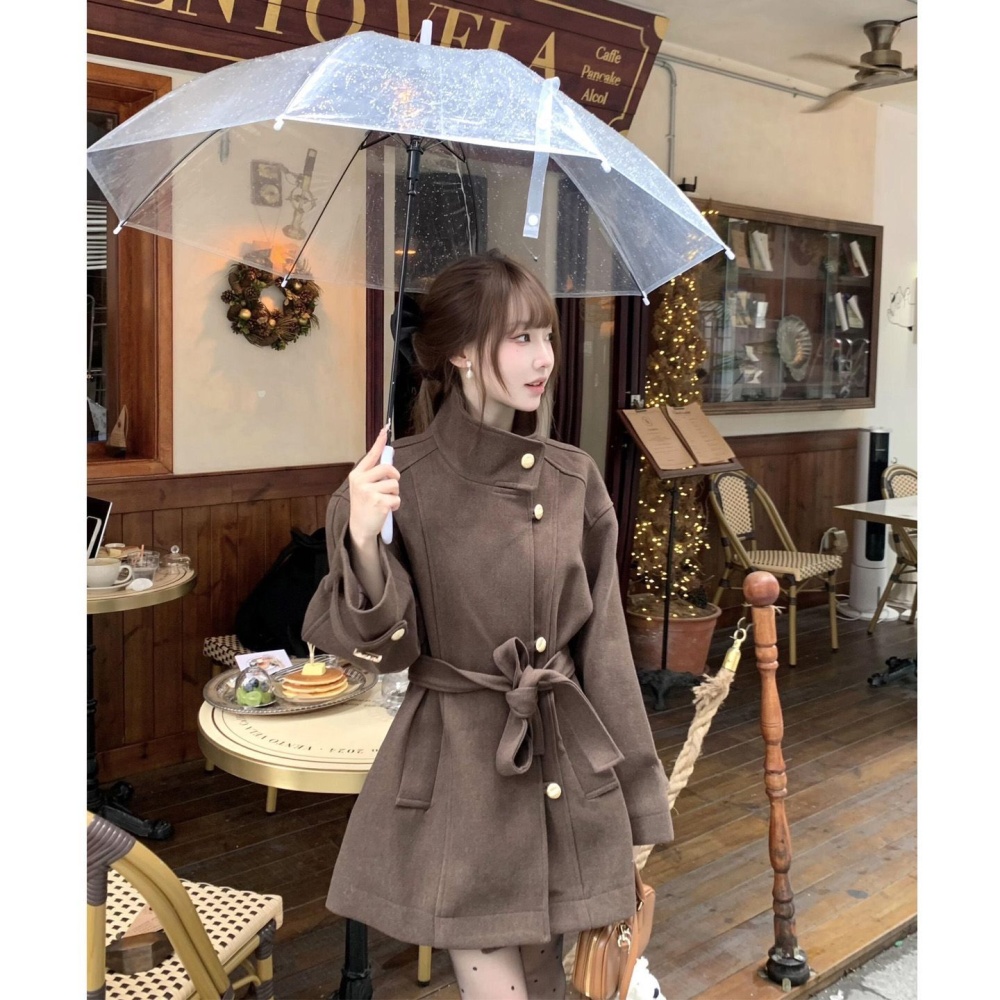 Korean style woolen coat autumn and winter overcoat