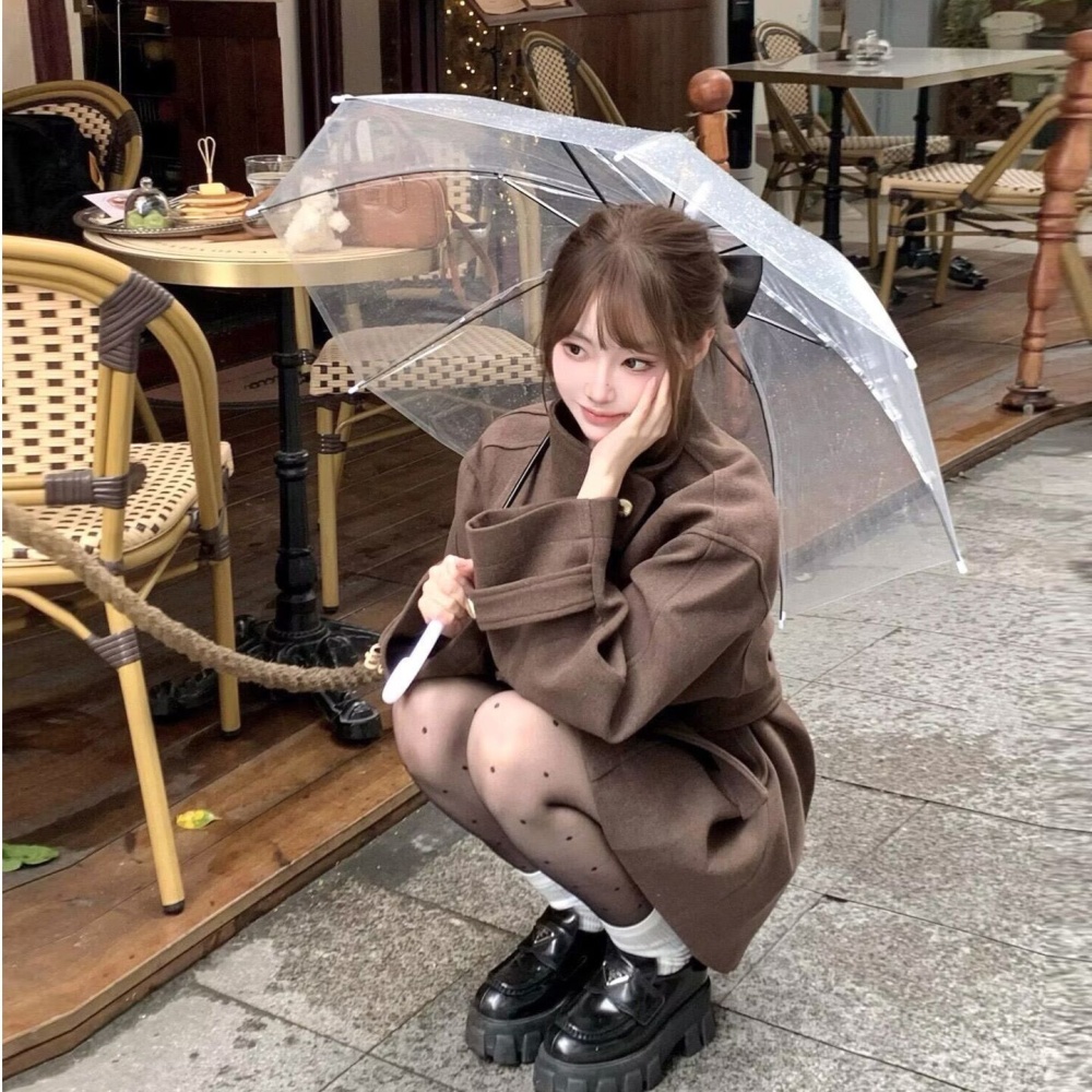 Korean style woolen coat autumn and winter overcoat