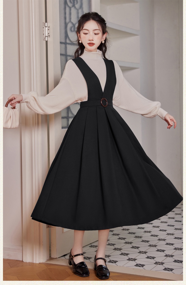 France style sweater strap dress 2pcs set