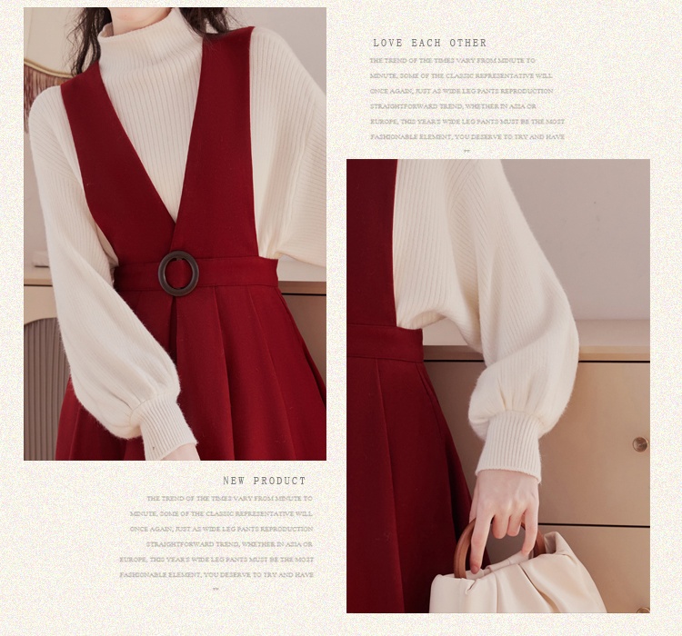 France style sweater strap dress 2pcs set