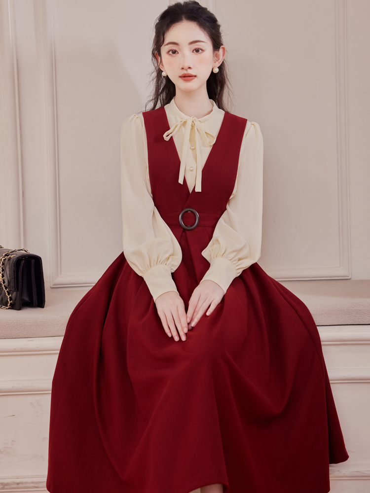 Retro slim tops thin it high waist shirt 2pcs set