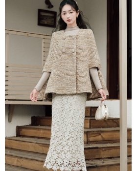France style coat hollow shawl 3pcs set for women