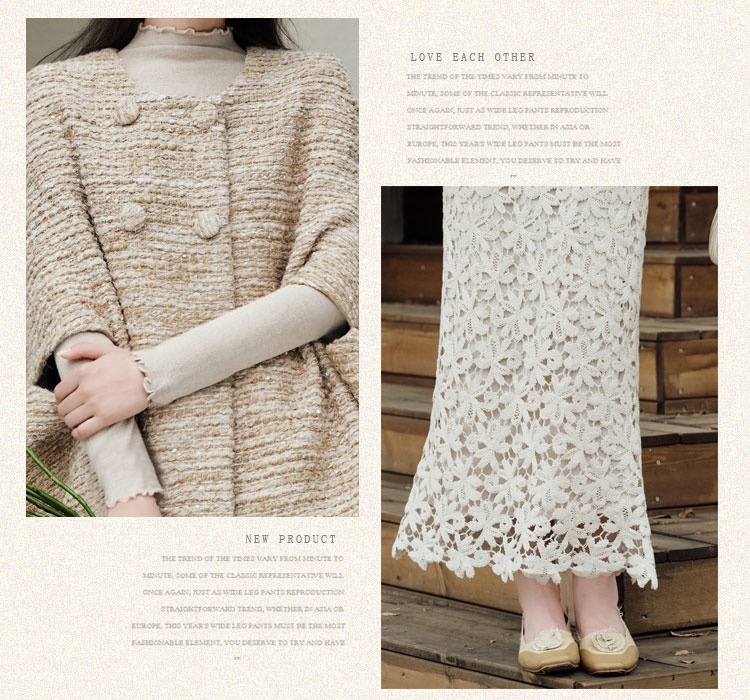 France style coat hollow shawl 3pcs set for women