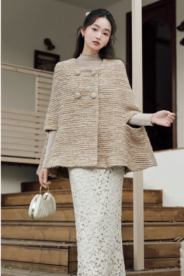 France style coat hollow shawl 3pcs set for women