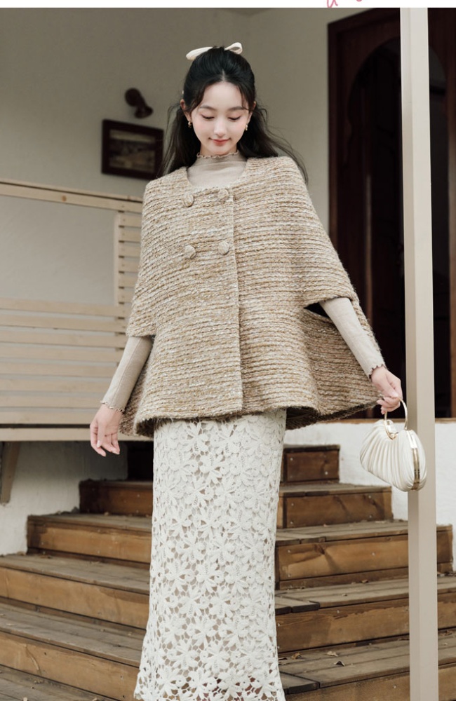 France style coat hollow shawl 3pcs set for women