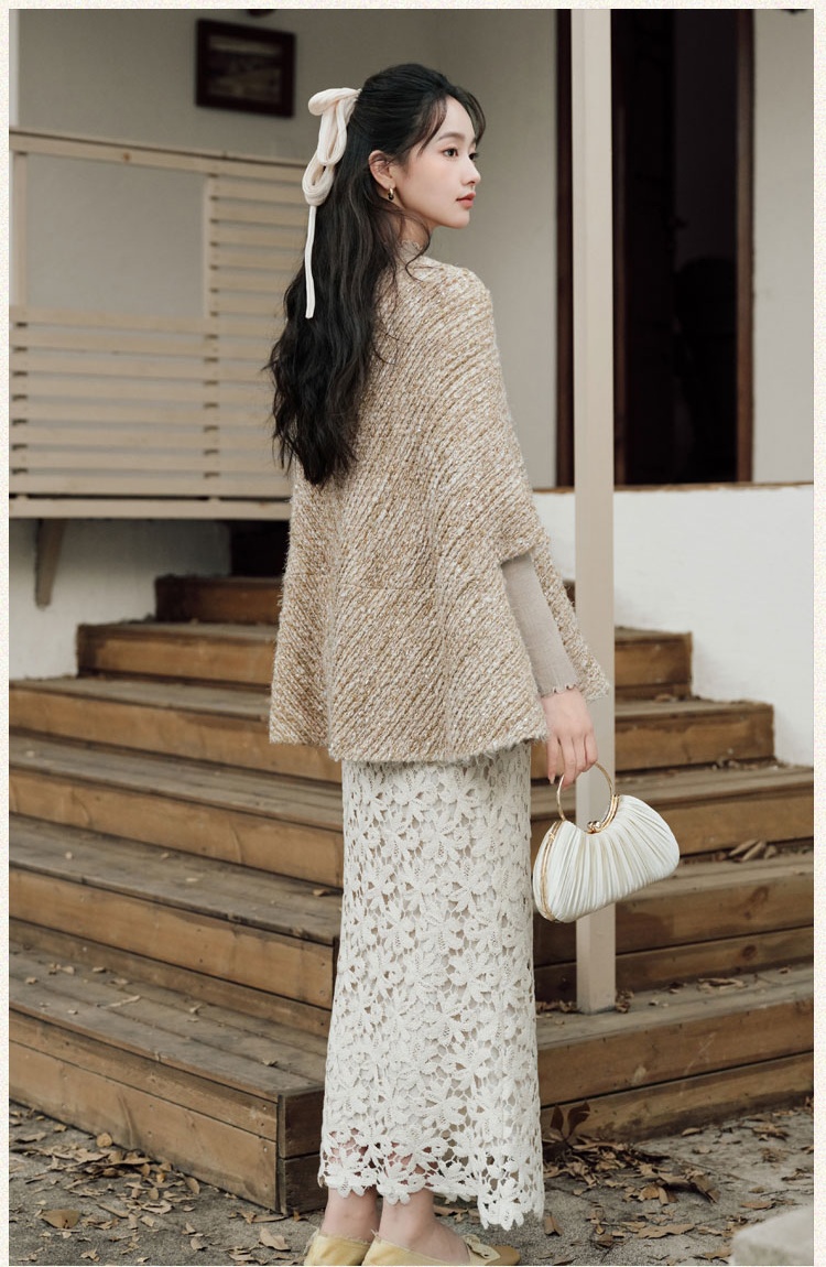 France style coat hollow shawl 3pcs set for women