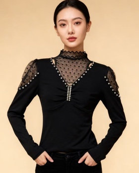 Rhinestone sueding bottoming small shirt