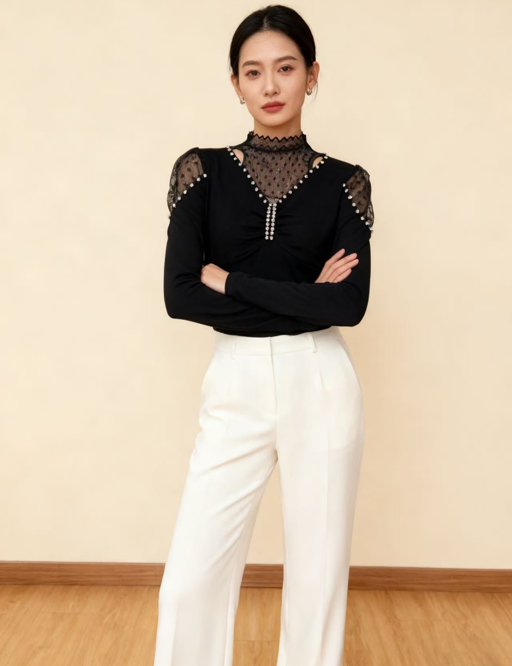 Rhinestone sueding bottoming small shirt