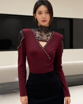 Thick sueding tops half high collar small shirt for women