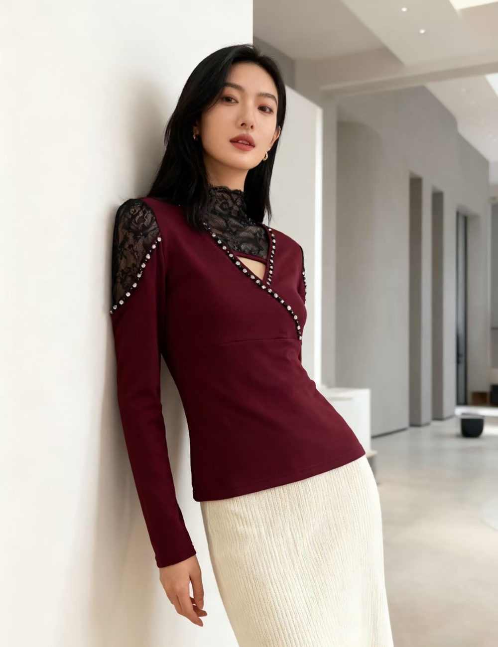 Thick sueding tops half high collar small shirt for women