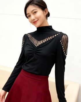 Sueding splice small shirt autumn and winter tops for women