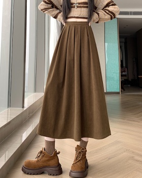 Pure A-line pleated long dress show young corduroy skirt