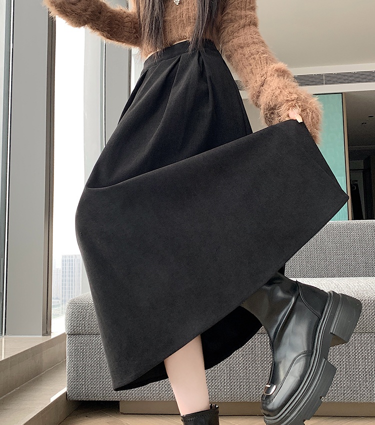 Pure A-line pleated long dress show young corduroy skirt