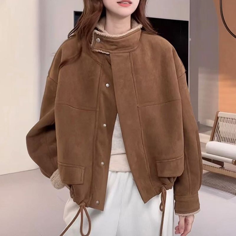 Loose thick plus velvet Casual short tops for women