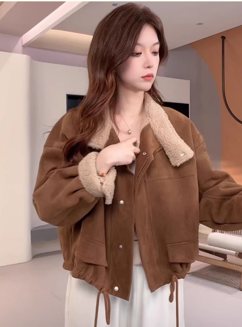 Loose thick plus velvet Casual short tops for women