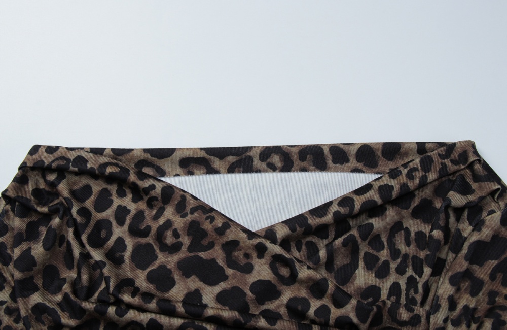 Fashion printing leopard autumn slim tops for women