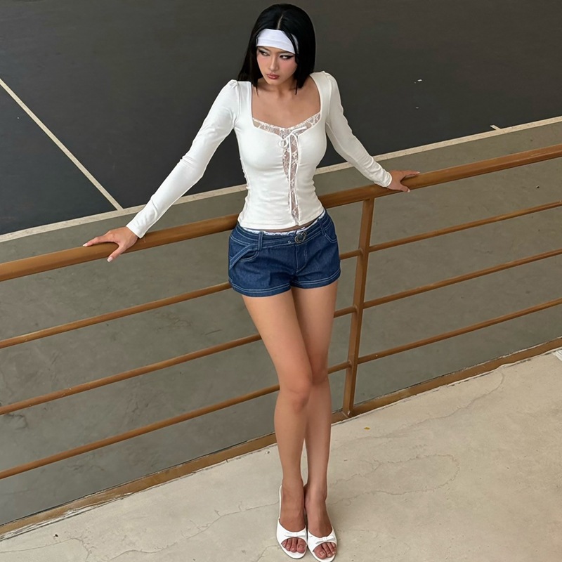 Splice all-match bottoming shirt enticement T-shirt