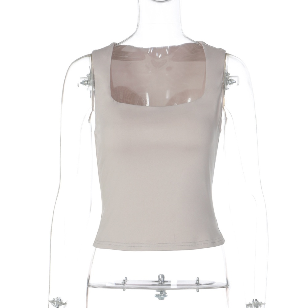 European style autumn pure square collar vest for women