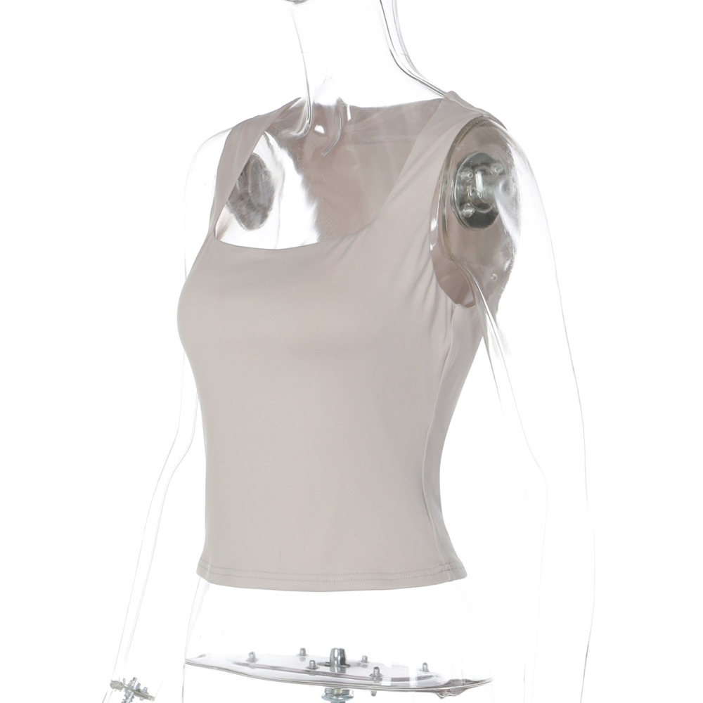 European style autumn pure square collar vest for women