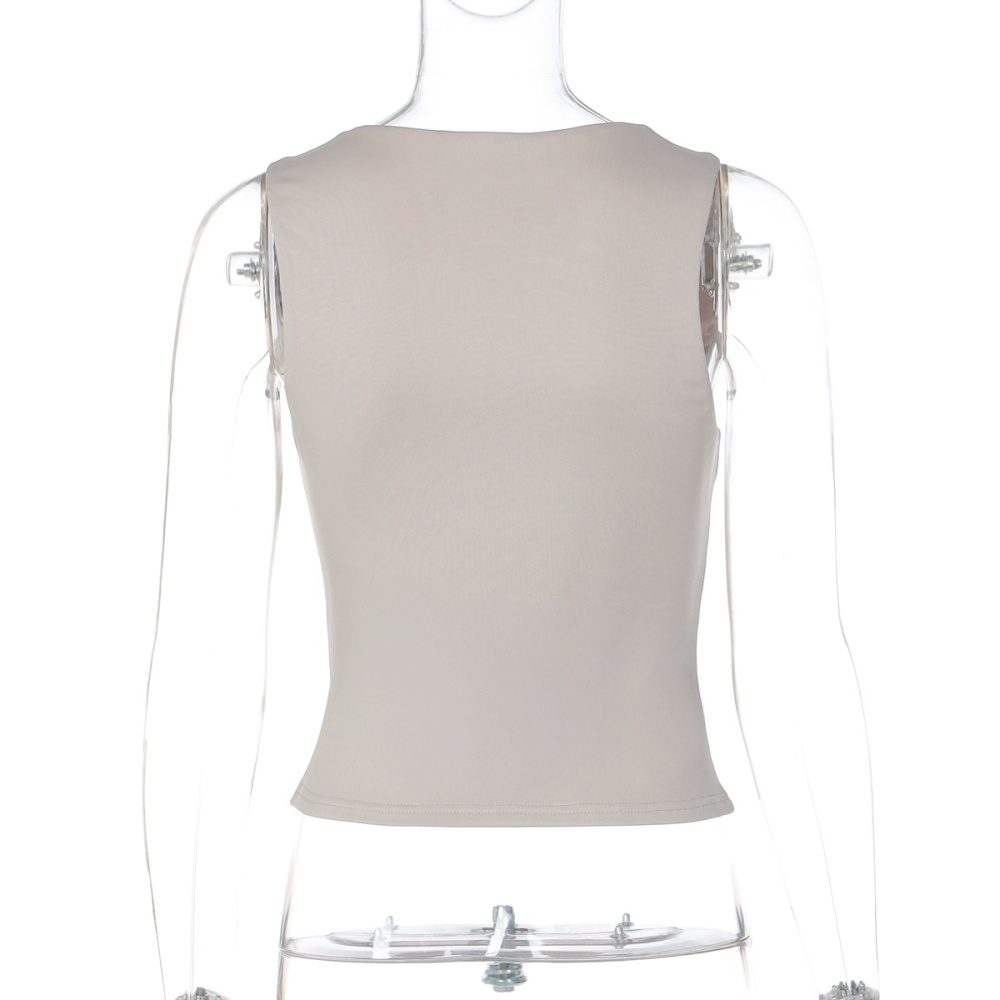 European style autumn pure square collar vest for women