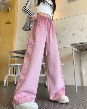 Autumn hemming sweatpants loose straight casual pants