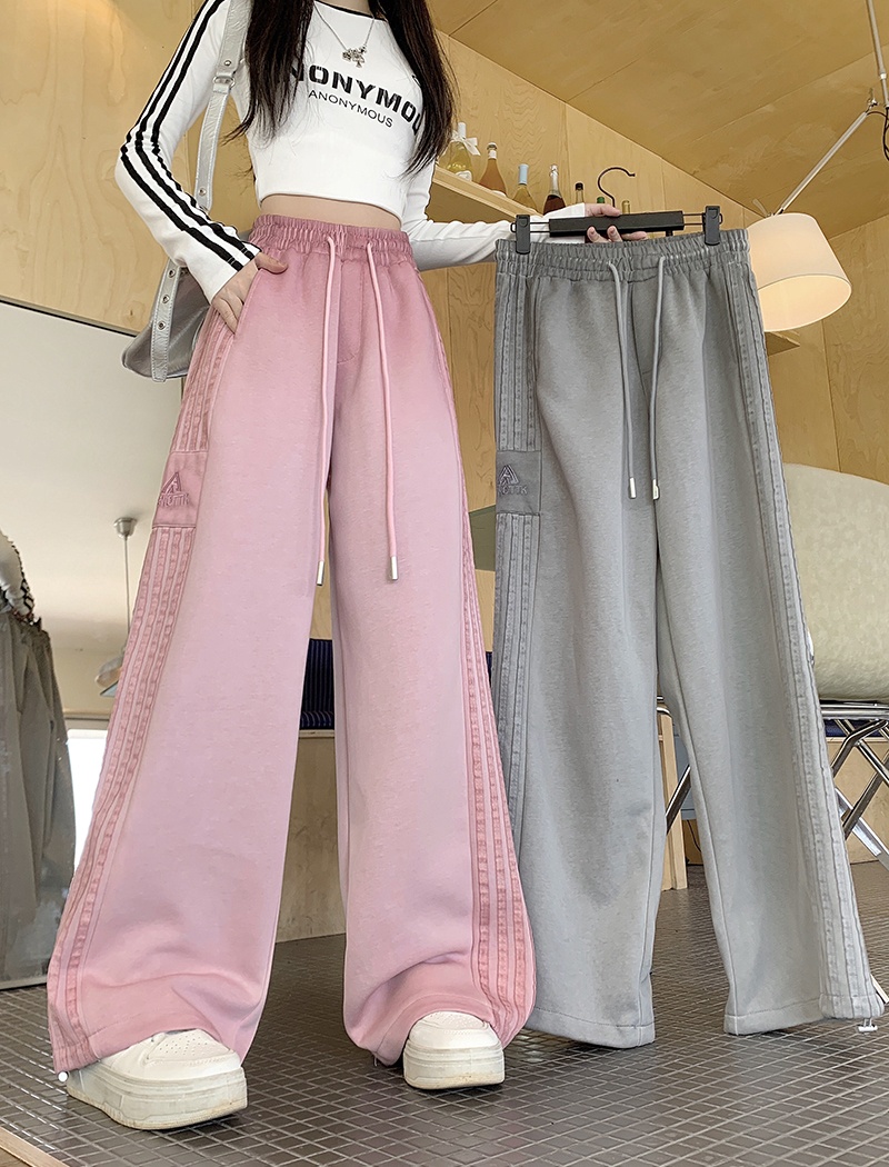 Autumn hemming sweatpants loose straight casual pants