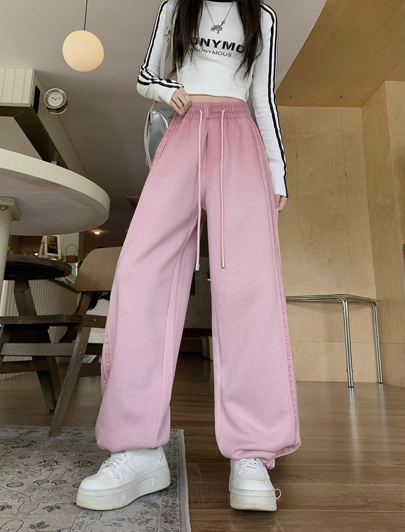Autumn hemming sweatpants loose straight casual pants