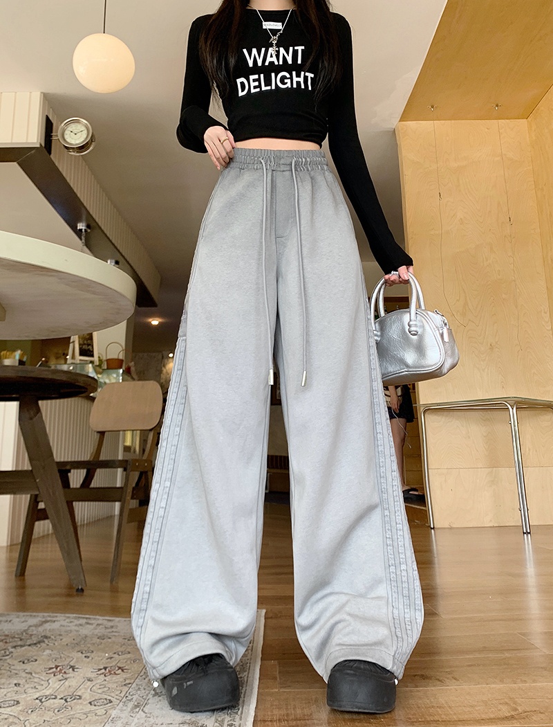 Autumn hemming sweatpants loose straight casual pants