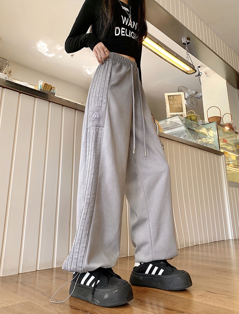Autumn hemming sweatpants loose straight casual pants