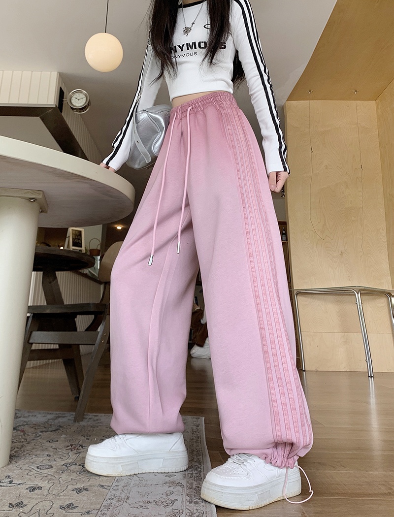Autumn hemming sweatpants loose straight casual pants