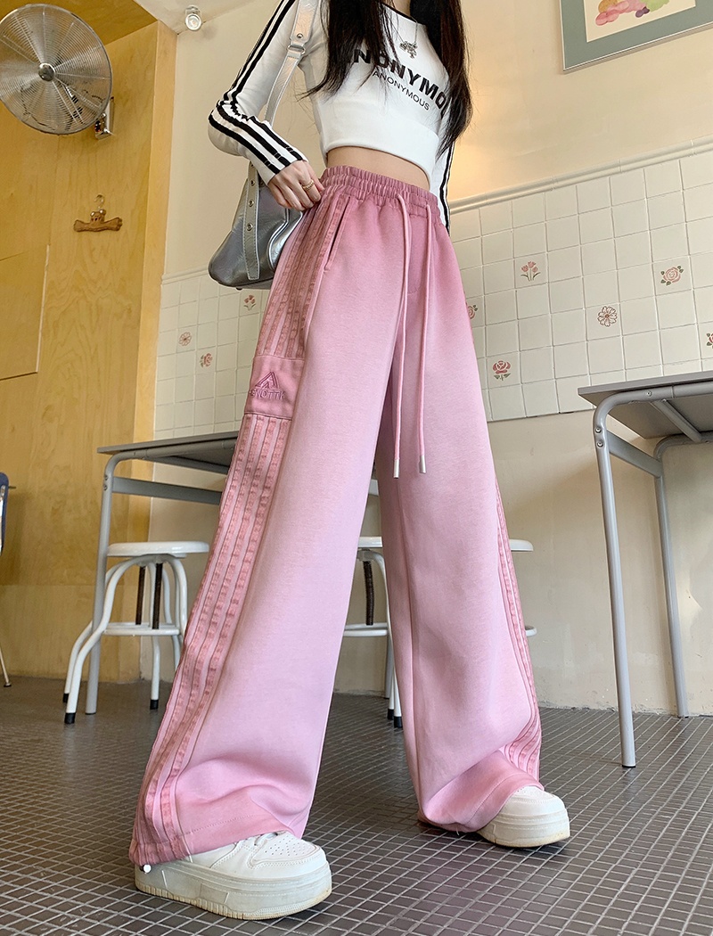 Autumn hemming sweatpants loose straight casual pants