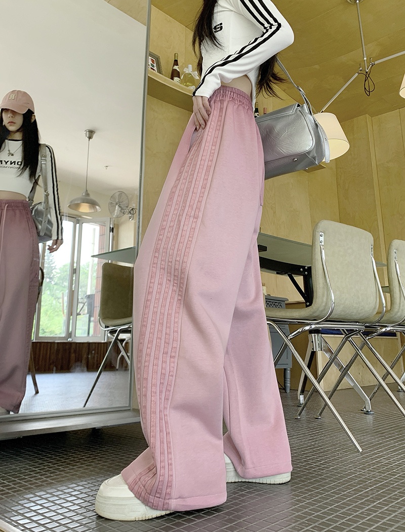Autumn hemming sweatpants loose straight casual pants