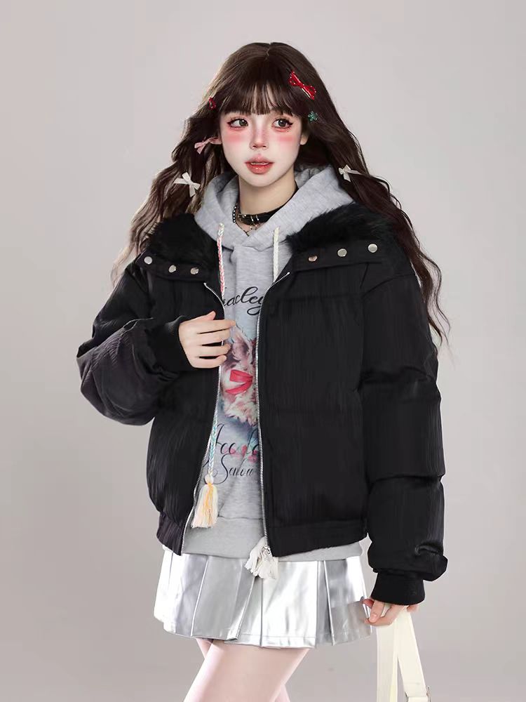 Chanelstyle faux fur cotton coat lapel coat for women