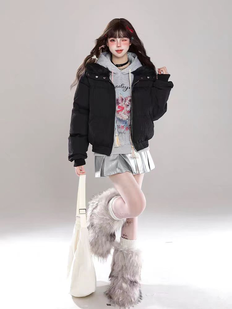 Chanelstyle faux fur cotton coat lapel coat for women