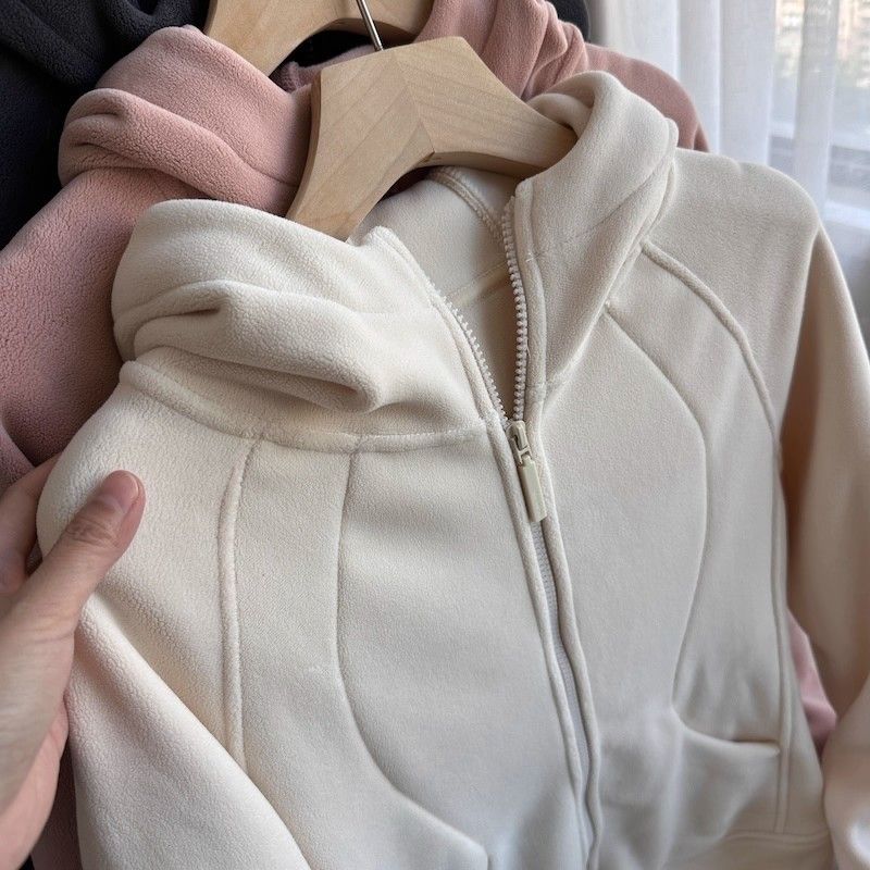 Hooded autumn and winter coat plush hoodie for women