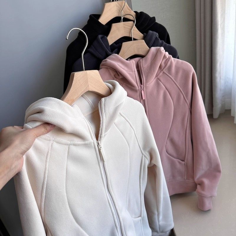 Hooded autumn and winter coat plush hoodie for women