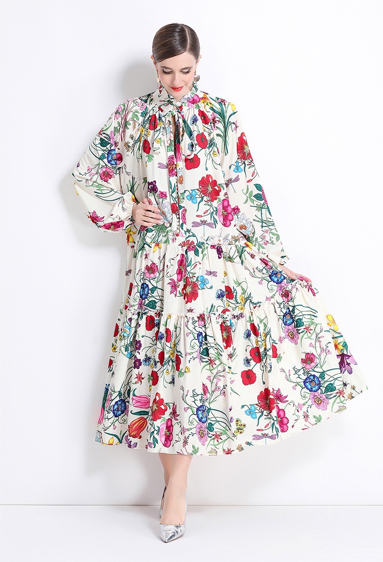 Printing loose court style fashion European style dress