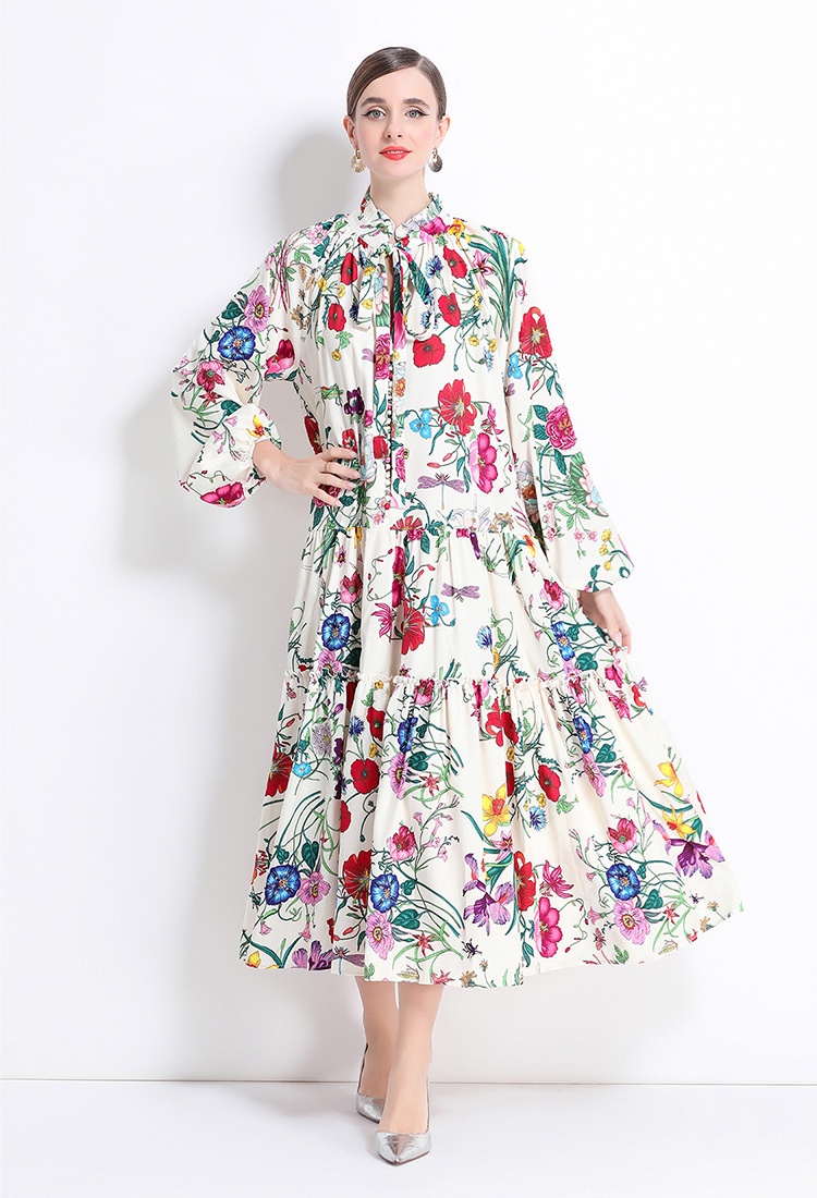 Printing loose court style fashion European style dress