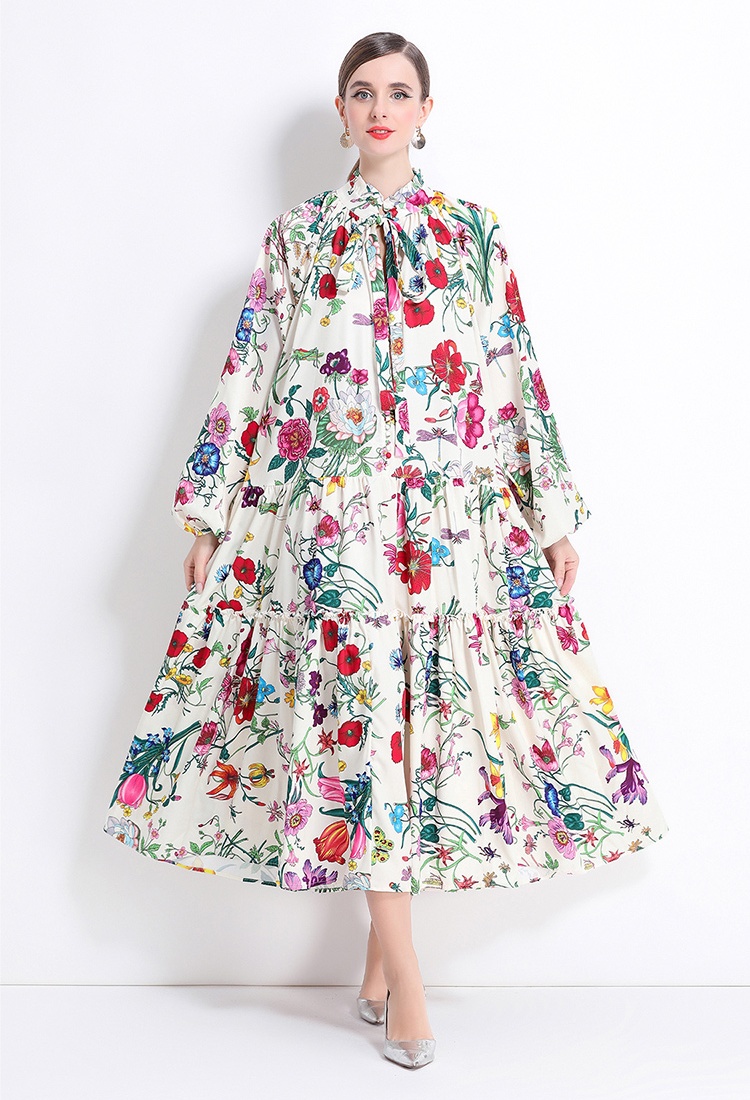Printing loose court style fashion European style dress
