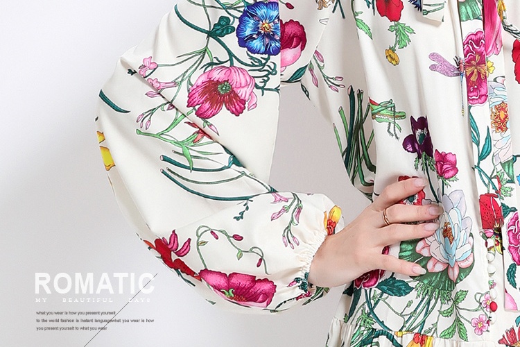 Printing loose court style fashion European style dress