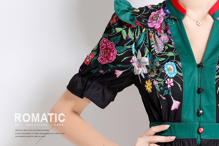 Speaker fashion V-neck dress printing retro cardigan