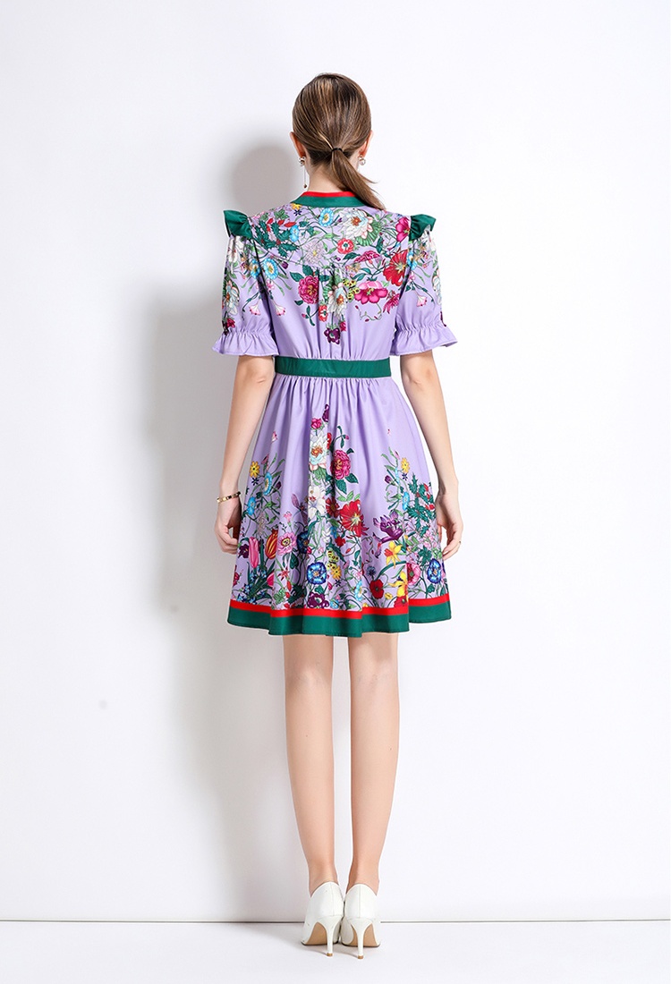 Speaker fashion V-neck dress printing retro cardigan