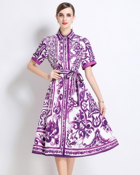 Fashion slim dress printing European style cardigan