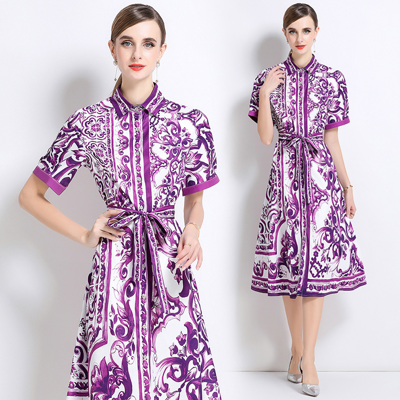 Fashion slim dress printing European style cardigan