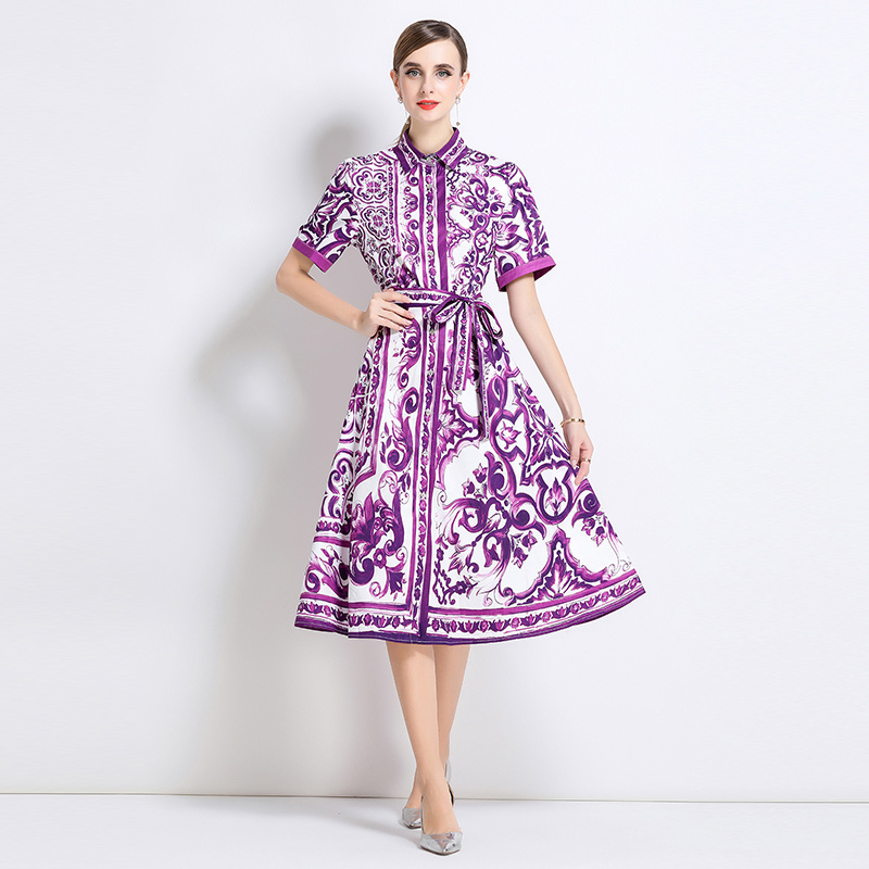 Fashion slim dress printing European style cardigan