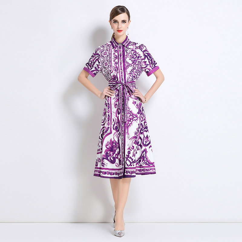 Fashion slim dress printing European style cardigan