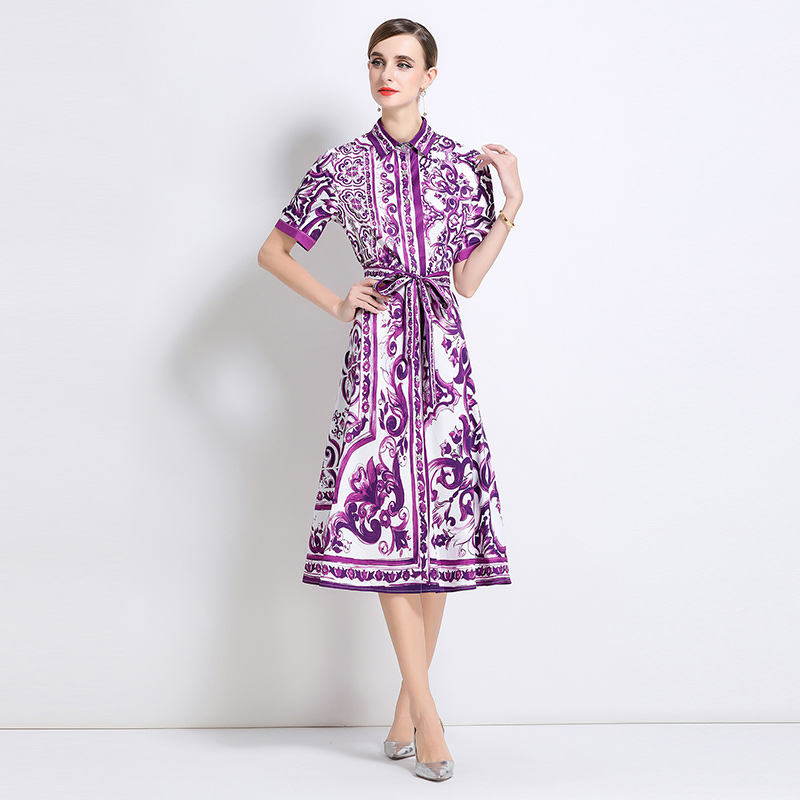 Fashion slim dress printing European style cardigan