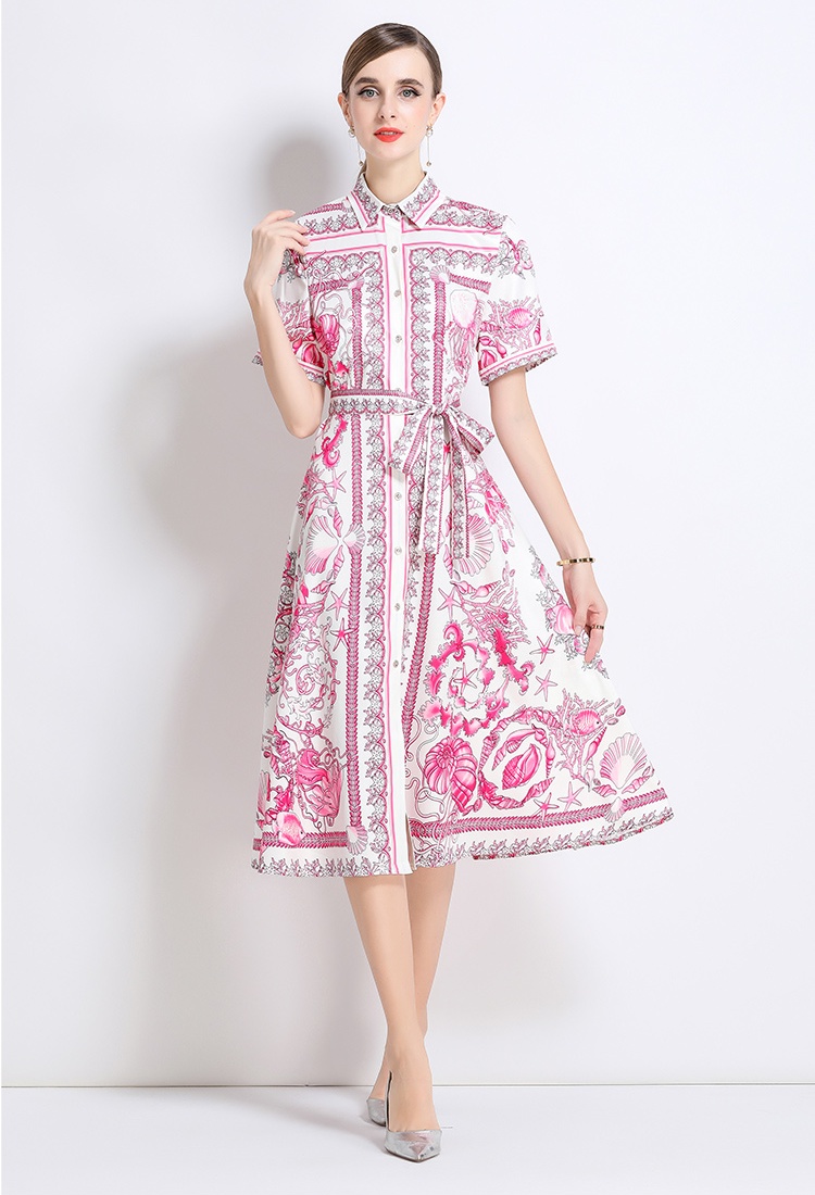 European style slim dress with belt short sleeve cardigan