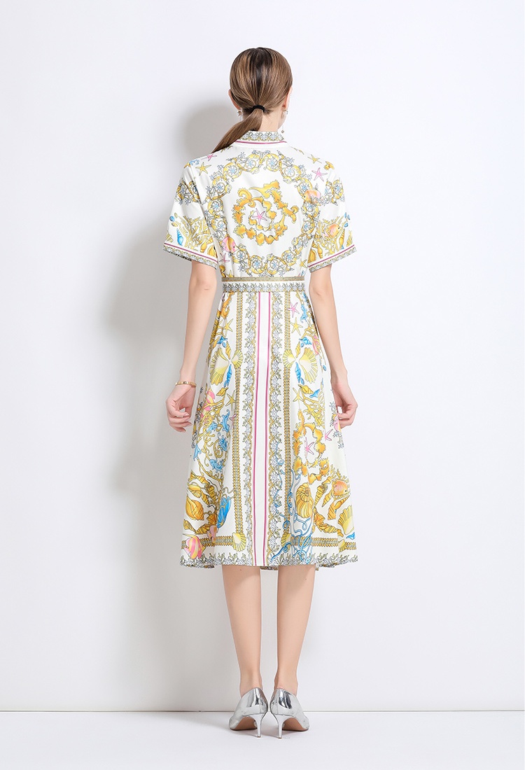 European style slim dress with belt short sleeve cardigan